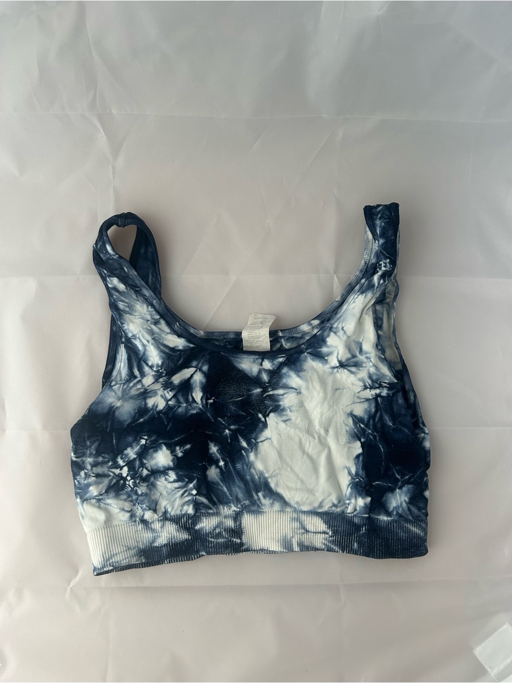 Tie-Dye Scoop Neck Sports Bra - Navy White